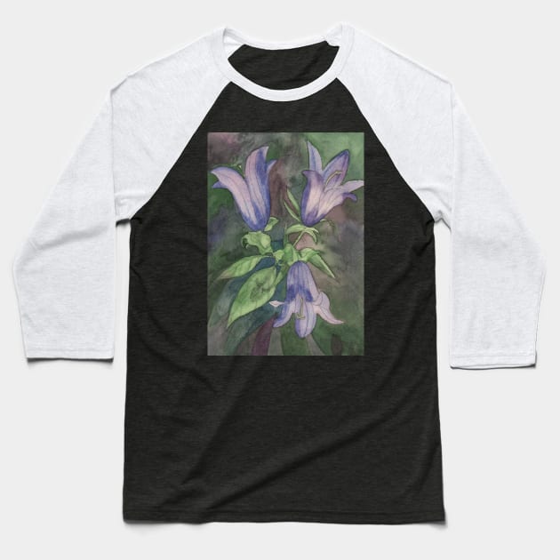 Watercolour painting of purple blue harebells Baseball T-Shirt by esvb